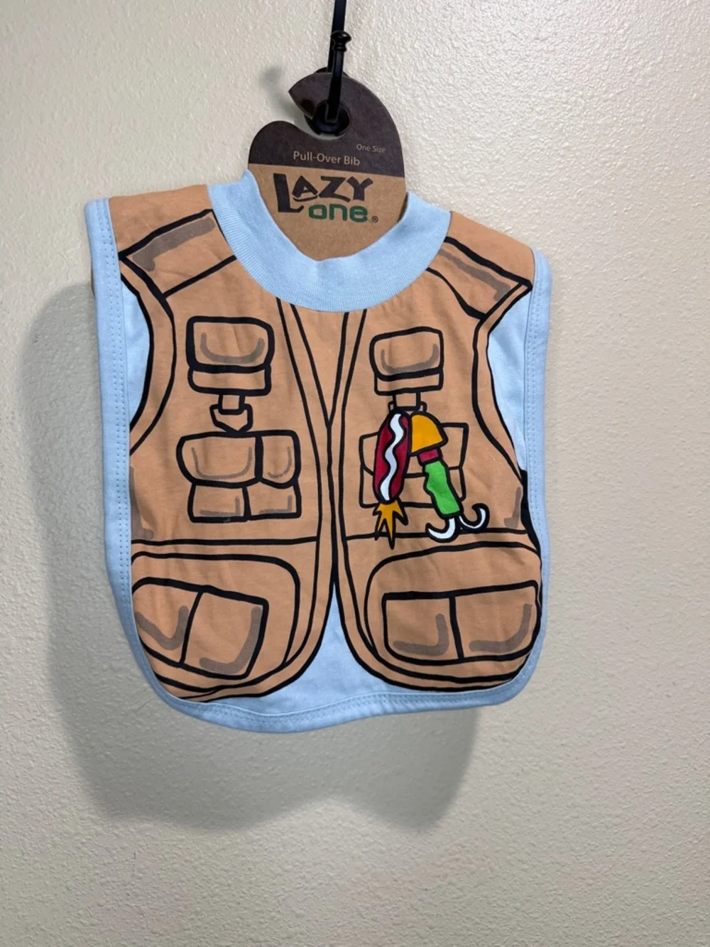 Lazy One Light Blue and Tan Fishing Vest Pull-Over Bib